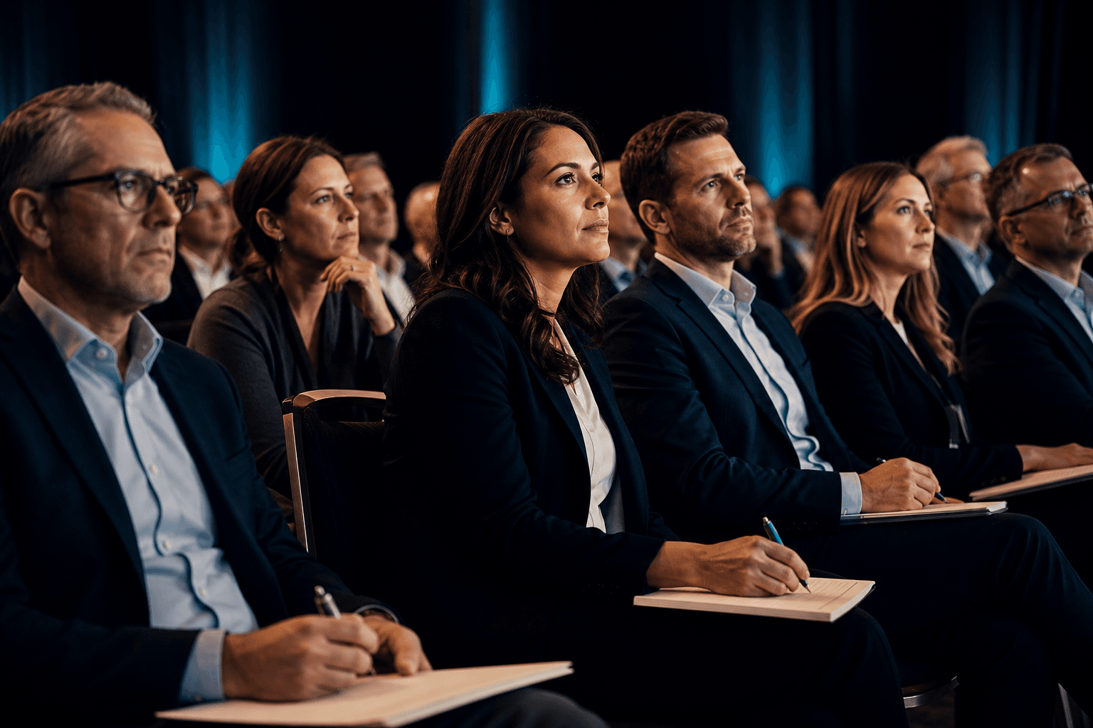 Engaged physicians and clinic owners at an education session
